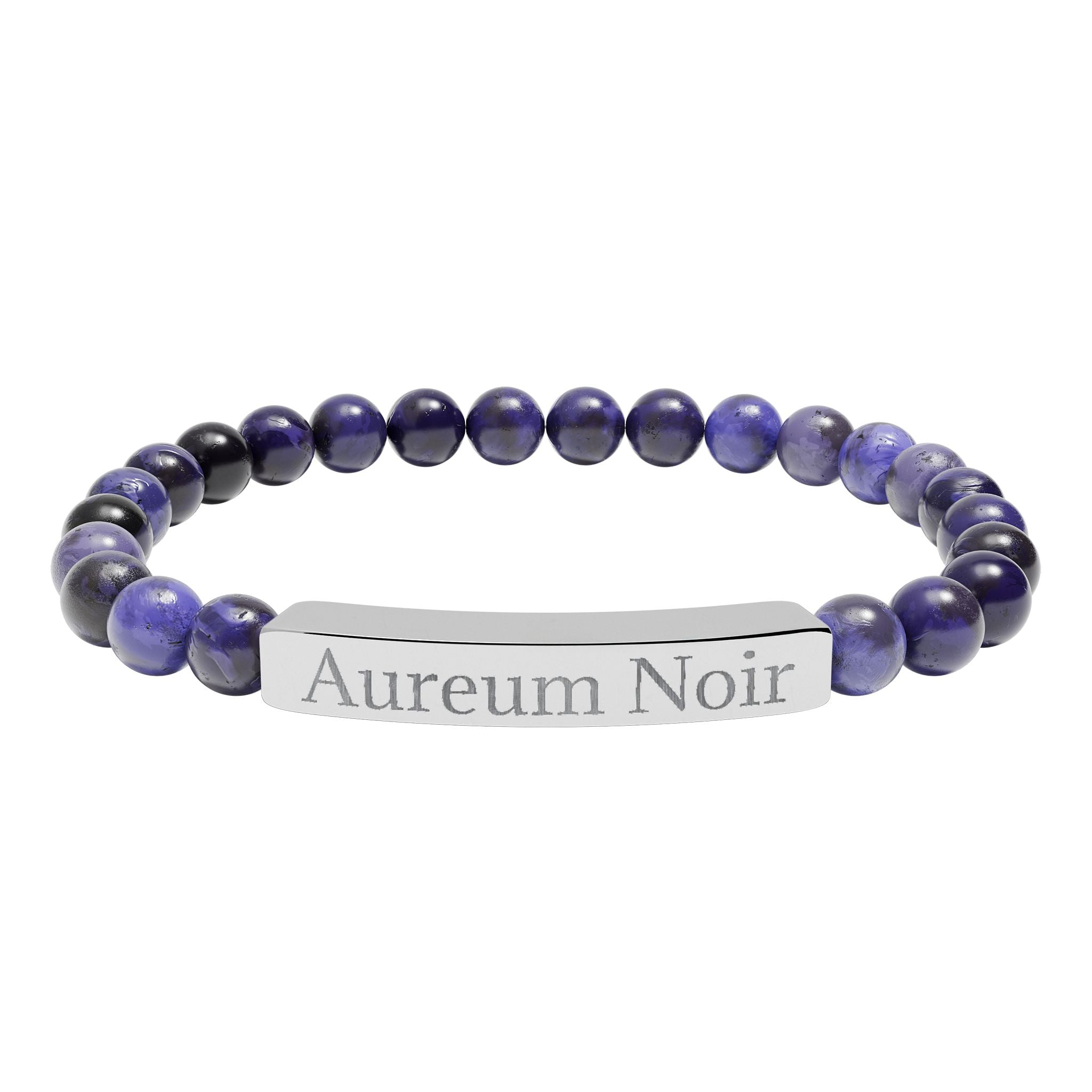 Engravable Natural Stone Stretch Bar Bracelet – Personalized Beaded Bar Bracelet
