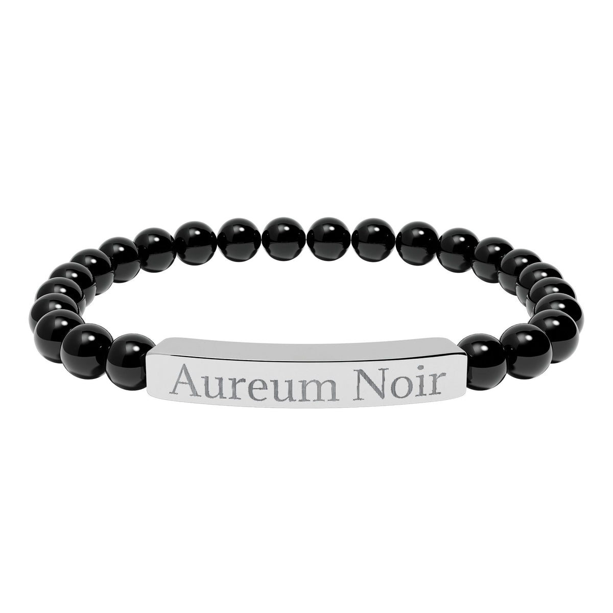 Engravable Natural Stone Stretch Bar Bracelet – Personalized Beaded Bar Bracelet