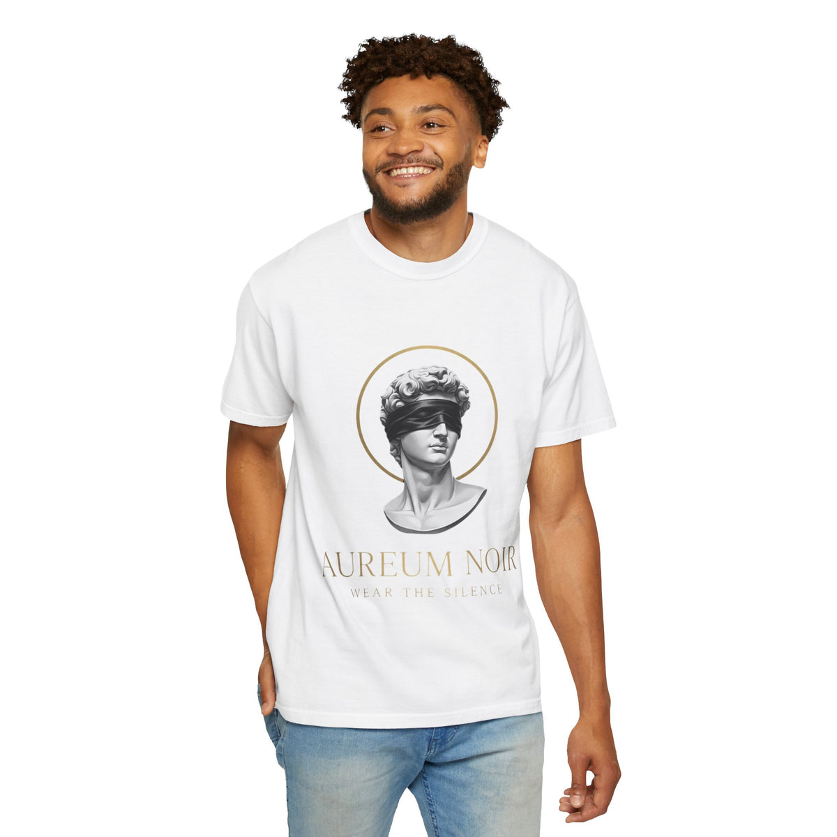 Aureum Noir Statue Tee — 'Wear the Silence' T-Shirt