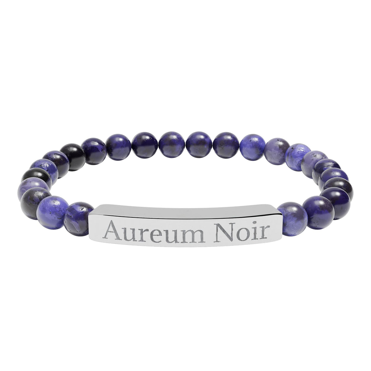 Engravable Natural Stone Stretch Bar Bracelet – Personalized Beaded Bar Bracelet