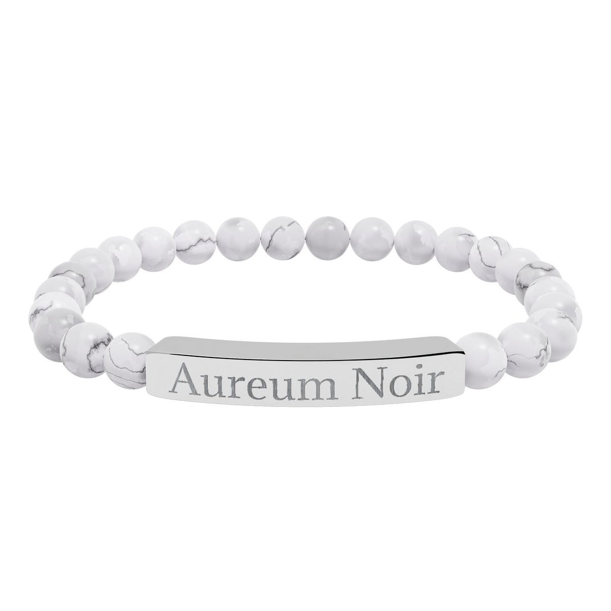 Engravable Natural Stone Stretch Bar Bracelet – Personalized Beaded Bar Bracelet