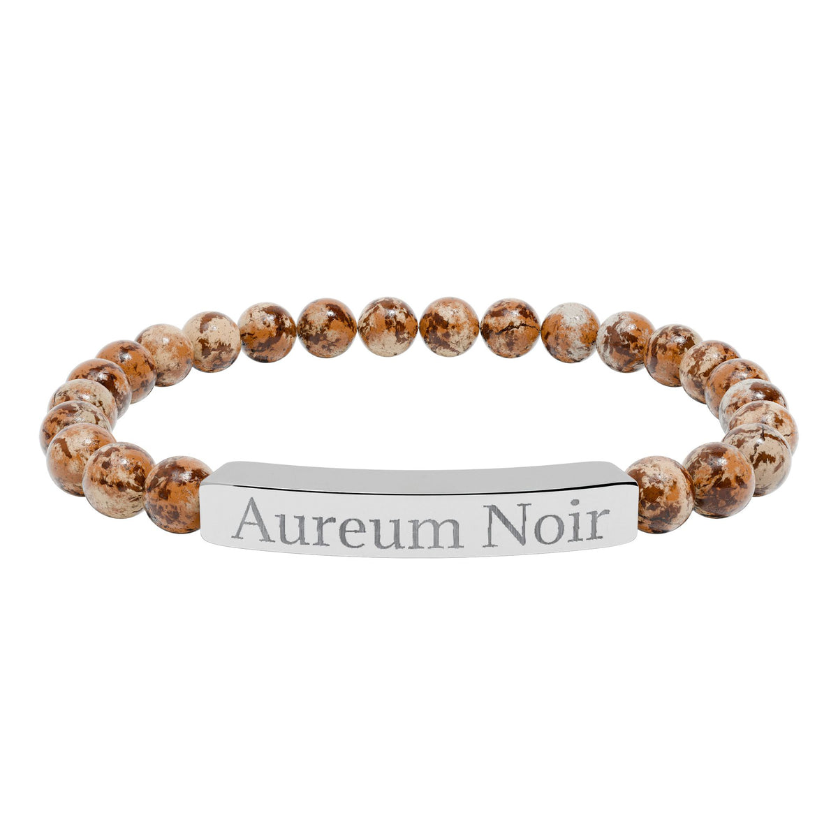 Engravable Natural Stone Stretch Bar Bracelet – Personalized Beaded Bar Bracelet