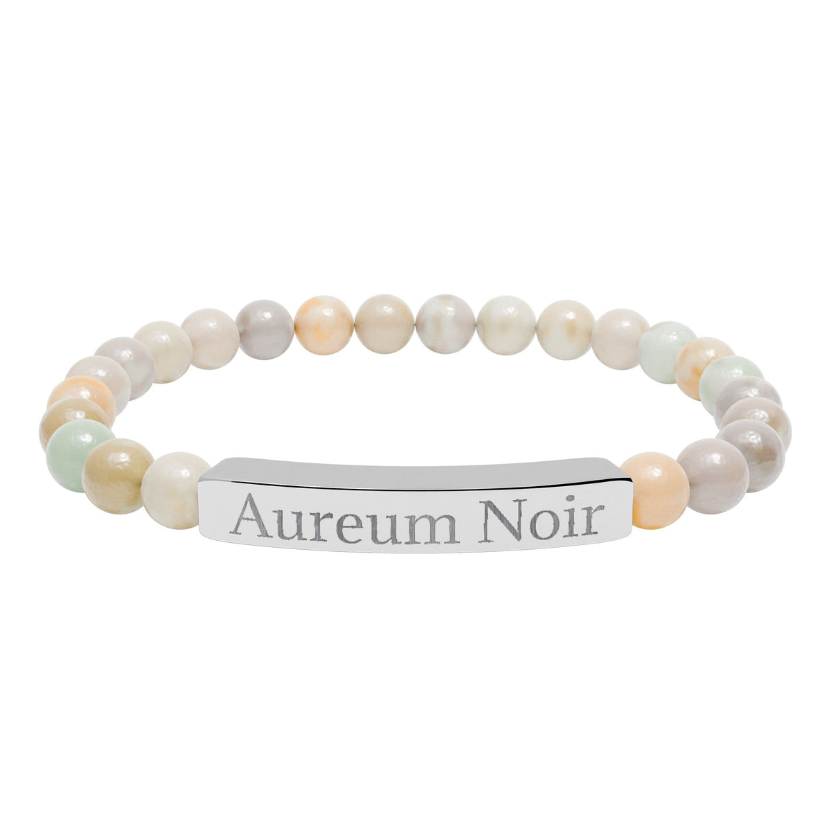 Engravable Natural Stone Stretch Bar Bracelet – Personalized Beaded Bar Bracelet