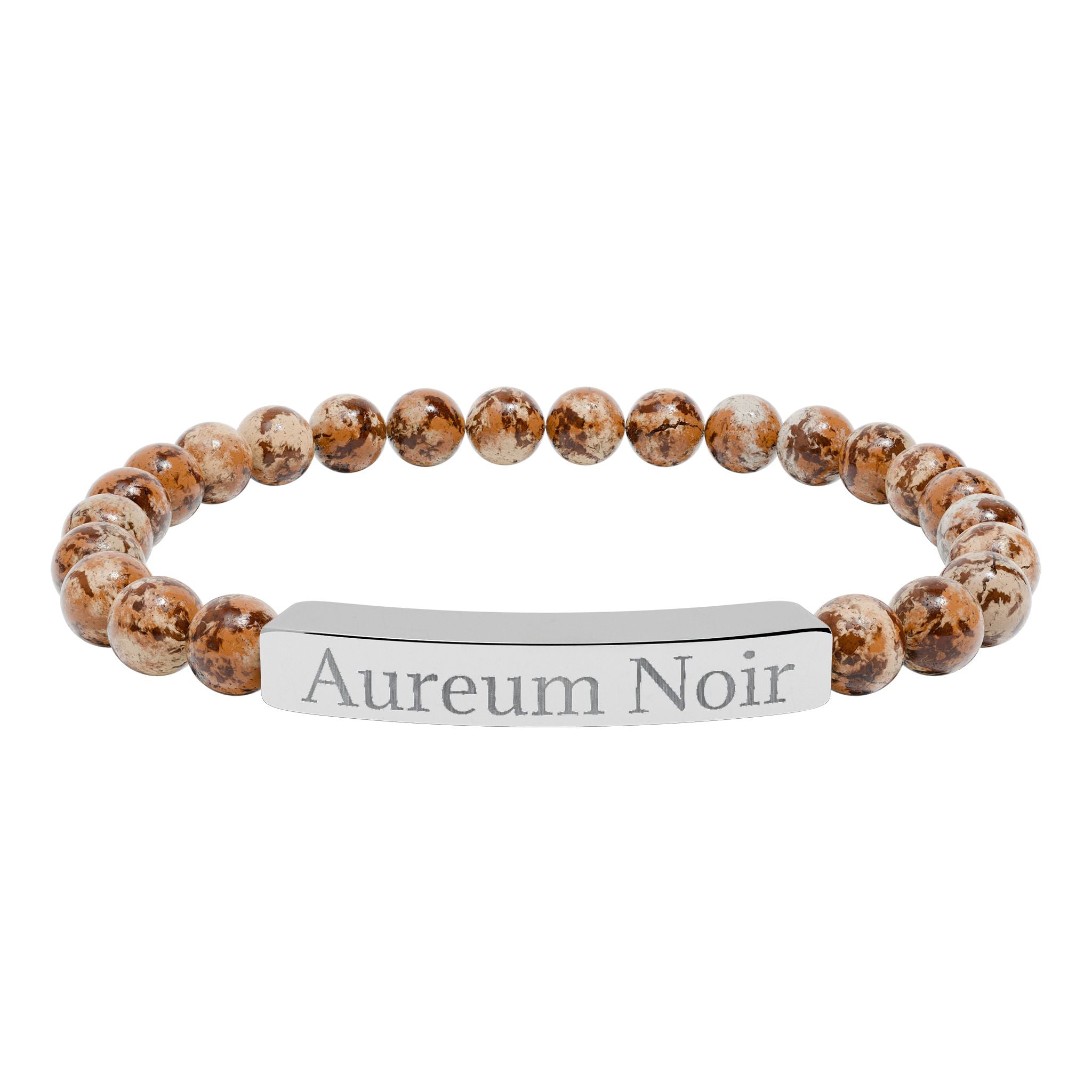 Engravable Natural Stone Stretch Bar Bracelet – Personalized Beaded Bar Bracelet