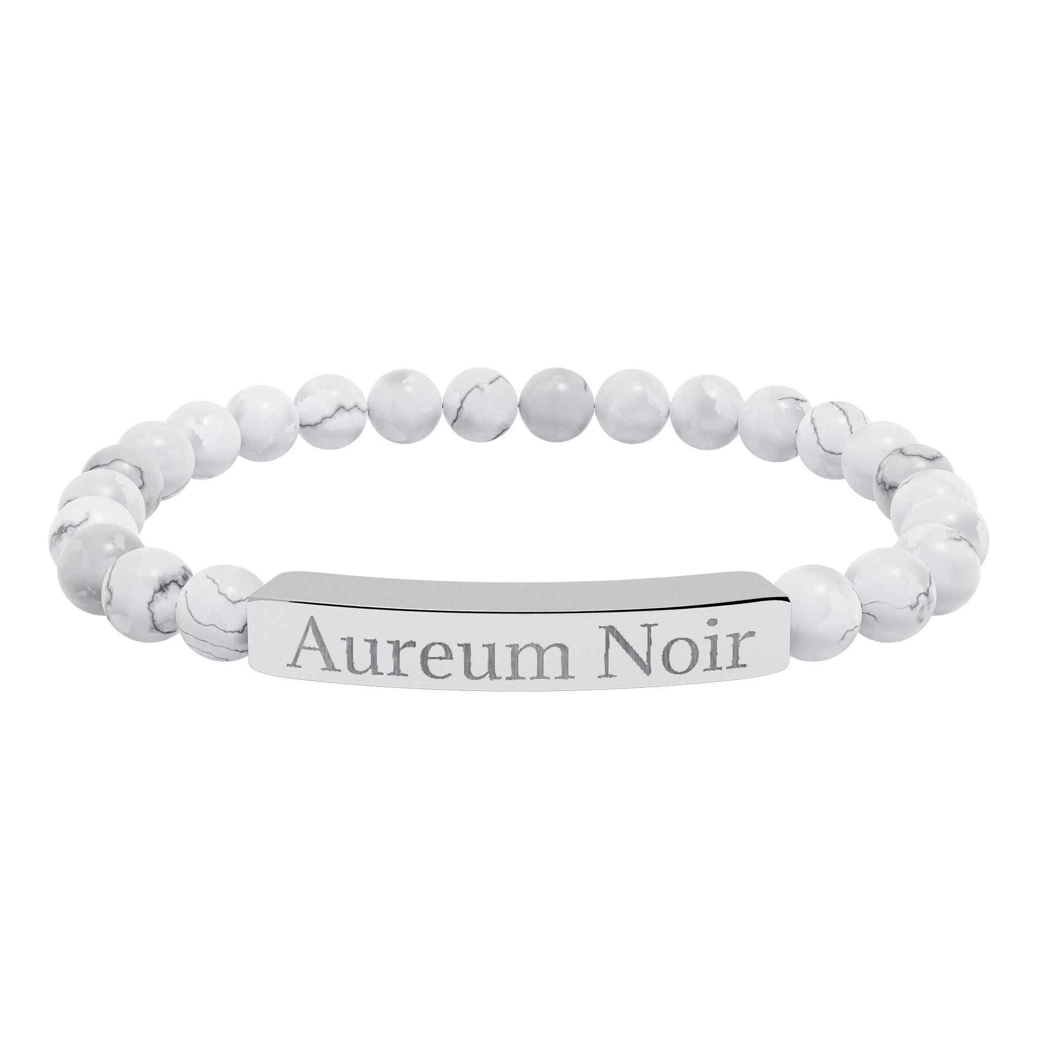 Engravable Natural Stone Stretch Bar Bracelet – Personalized Beaded Bar Bracelet