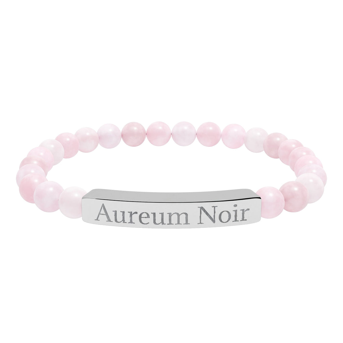 Engravable Natural Stone Stretch Bar Bracelet – Personalized Beaded Bar Bracelet