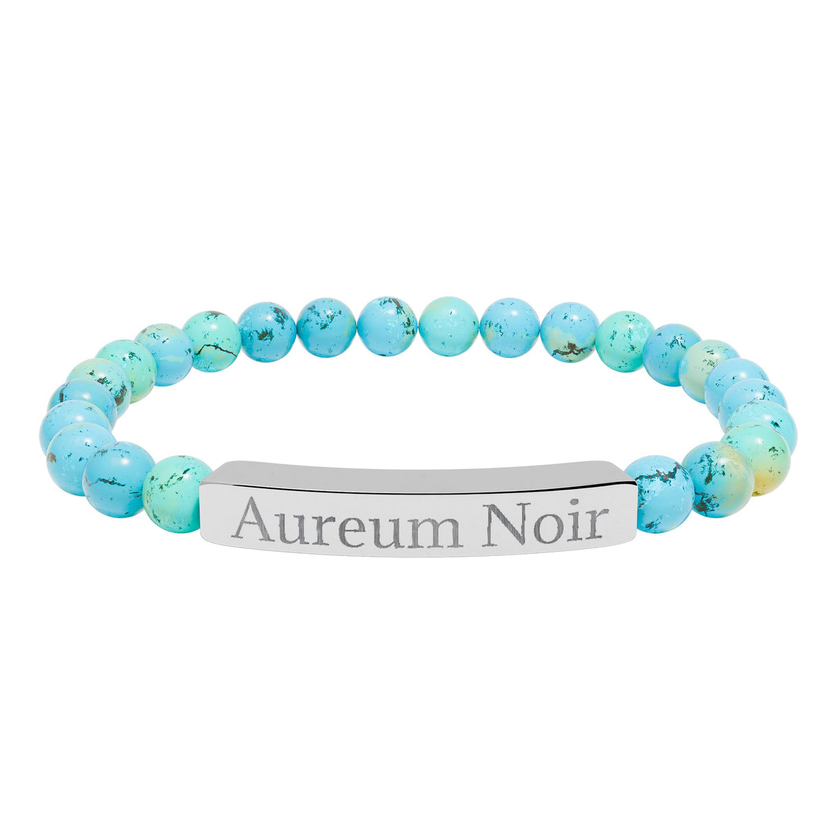 Engravable Natural Stone Stretch Bar Bracelet – Personalized Beaded Bar Bracelet